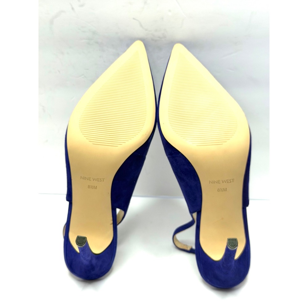 Nine West Women's Feather Slingback Stiletto Pumps Dark Blue 8.5M NWT and BOX - Picture 9 of 11